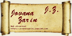 Jovana Zarin vizit kartica